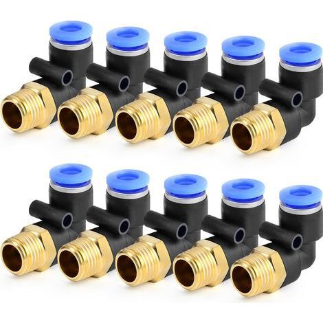 30 Pcs 8mm Tube OD x 1/4 BSP Mâle Coude Push To Connect Pneumatique Raccords (PL8-02) (1/5)