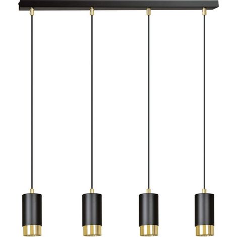 Lampada a Sospensione Fumiko, Acciaio verniciato a polvere, Nero, Oro, 60x100x6 cm (1/5)