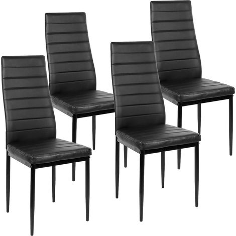 Lot de 4 Chaises de Salle à Manger Chaise de Cuisine Cuir synthétique pour Salle à Manger Cuisine Salle de Réunion Noir (1/4)