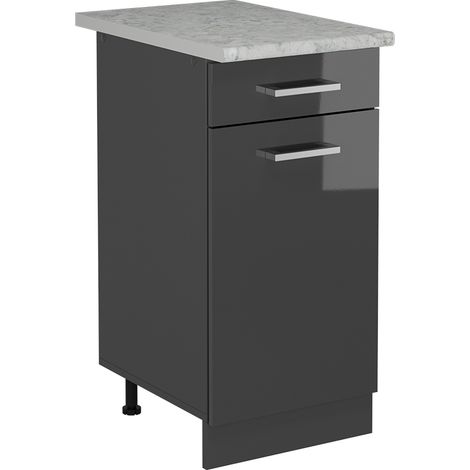 Mobiletto base per cucina R-Line, Antracite lucido, 40 cm PL Marmo, Vicco