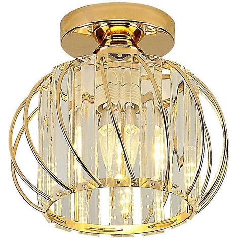 Moderne LED-Kristall-Deckenleuchte, ideal für Küche, Esszimmer, Schlafzimmer, Flur oder Eingangsbereich (goldfarben), 19 x 17 cm (1/5)