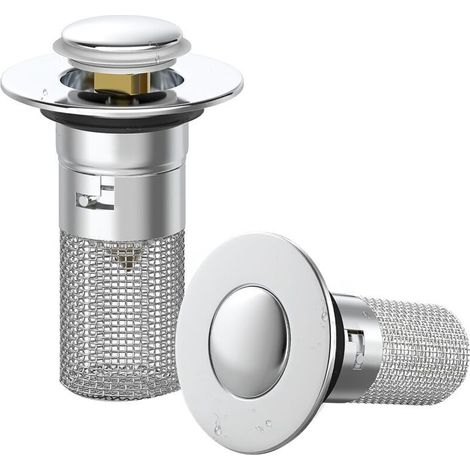Bouchon de lavabo de salle de bain, bonde de lavabo avec panier filtrant amovible, attrape-cheveux, anti-obstruction de baignoire
