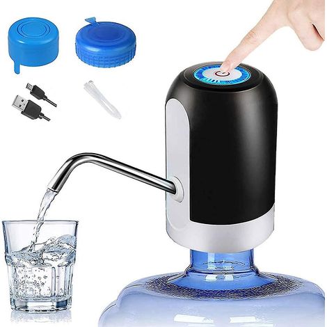 Pompe à eau électrique pour bouteille, distributeur d'eau rechargeable par USB, noir (1/5)