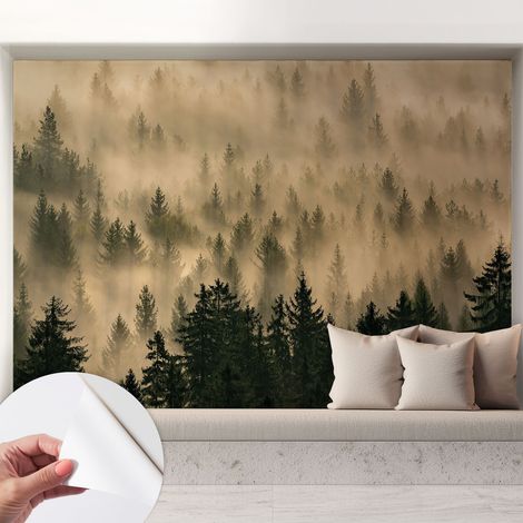 Tapete Selbstklebend - abwaschbar - Tapete mit Motiv - trendige Wanddeko - elegant Fototapete Waldnebel 208x146 cm (1/5)