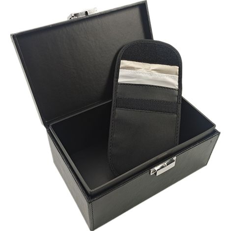 Caja Faraday para llaves de coche - Caja de bloqueo de señal de doble capa para llaves de coche con funda RFID - Caja de bloqueo de señal duradera para llaves de coche (1/3)