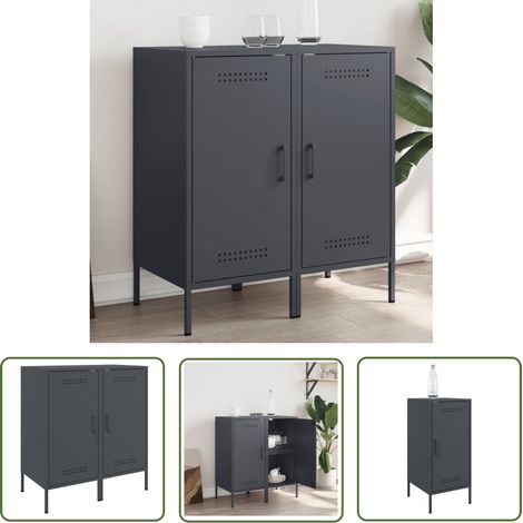 The Living Store Sideboards 2 Stk. Anthrazit 36x39x79 cm Stahl - Industriel Design - Sideboard - Schreibtisch - Regal - Aufbewahrung (1/5)