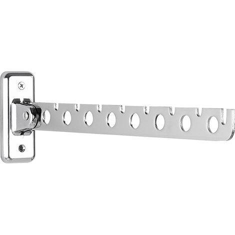 Tendedero de ropa plegable de pared en acero inoxidable - tendedero de pared - apto para dormitorios, salones y balcones (plateado, 8 agujeros)