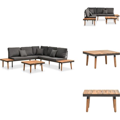 Salon de jardin 4 pcs avec coussins Bois d'acacia solide - Salon De Jardin - Meubles De Jardin - Mobilier De Jardin - Set De Salon De Jardin - Acacia (1/5)