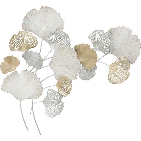 Decoración de pared en metal 3D con hojas de Ginko Silvy (1/5)