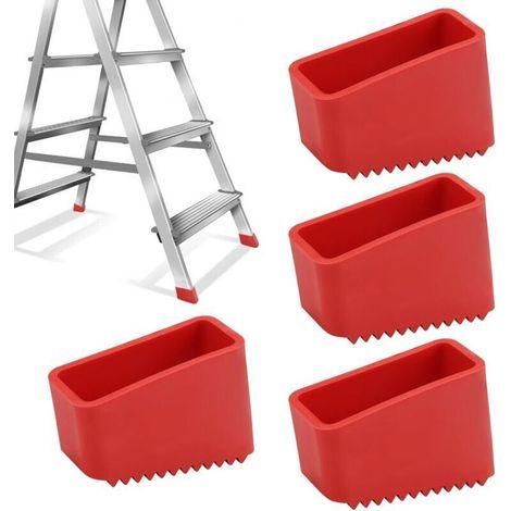 4Pcs Rubber Ladder Foot Covers, Stepladder Tips 50x20mm, Stepladder Feet, Universal Rubber Replacement Ladder Feet for Folding Ladders for Home Workers (Red) (1/5)