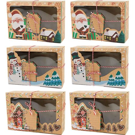 Boîtes de Noël, boîtes à cupcakes et bonbons, avec fenêtre transparente, pour fête, anniversaire, festival, pâtisserie, garçon, fille, famille, ami (1/5)