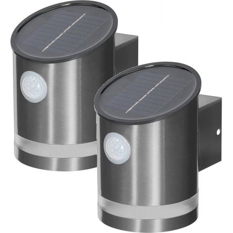 Lampe solaire d'extérieur  Applique murale  LED  Lot de 2  Détecteur de mouvement  Éclairage extérieur et de jardin à énergie solaire (1/3)