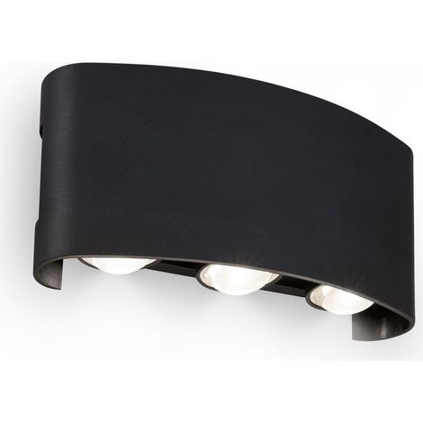 Briloner Außenwandleuchte Up-/Downlight 15,5x4,5x7,5 cm 6,5W, 700lm, 4000K Neutralweiß IP44 Spritzwasserschutz Schwarz - Wandlampe Balkon Terrasse Flur