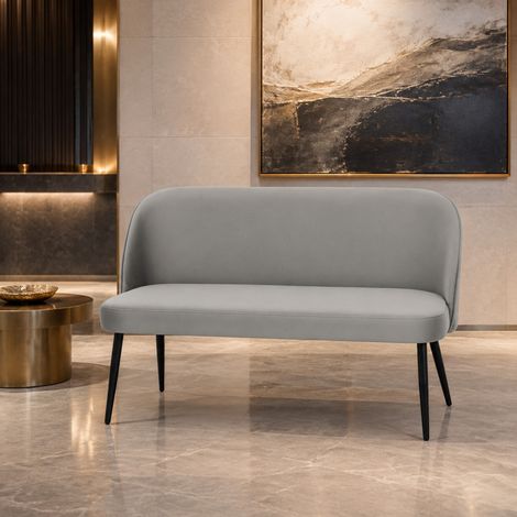Sofá 2 plazas gris efecto terciopelo, estructura de metal y madera, 127 x 63 x 84,5 cm DESVIAE (1/5)