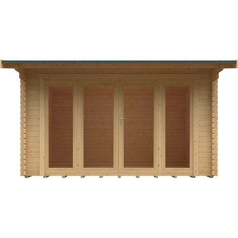 14x10 The Highclere 44mm Cabin - L415 x W295 x H247 cm - Solid Wood/Softwood/Pine - Natural