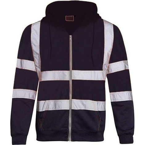 Sweat À Capuche Réfléchissant Haute Visibilité pour, Veste De Sécurité Unisexe À Manches Longues Zippée avec Grande Poche. (1/5)