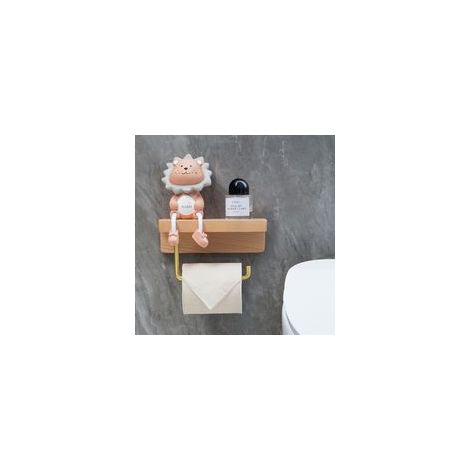 Porte-papier toilette double en bois massif hêtre – Installation murale ou autocollante – Coins arrondis – Support décoratif salle de bain (1/5)