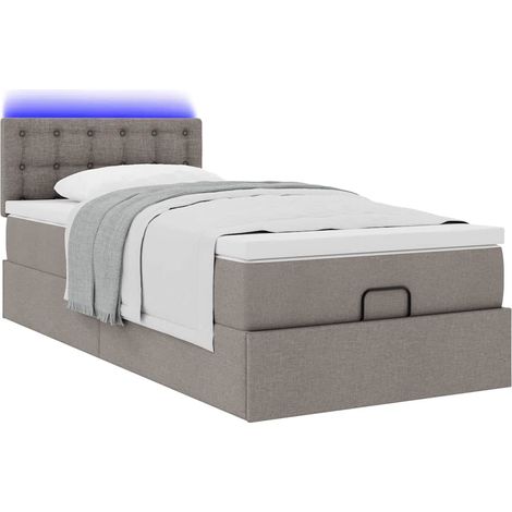 vidaXL Struttura Letto Pouf con Materasso Tortora 80x200 cm in Tessuto (1/5)