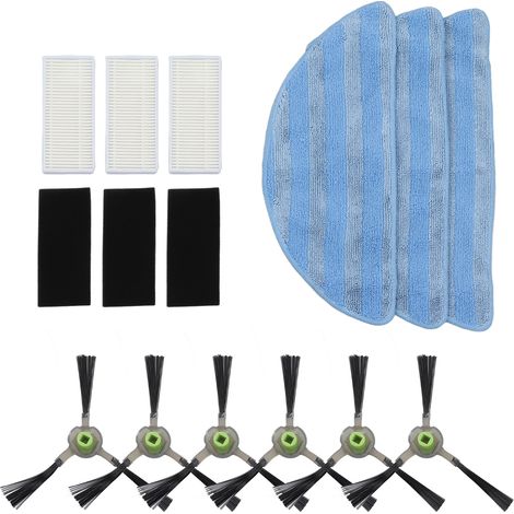 Lot de pièces de rechange pour robot aspirateur : filtres haute efficacité, lingettes absorbantes et brosses latérales pour Lefant (1/5)