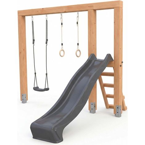 EXIT Linea Massiv 140 Holzschaukel mit Rutsche und Turnringen (1/5)