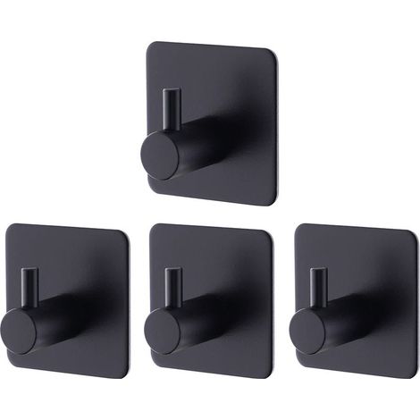 10 pcs black adhesive wall hooks, adhesive wall hooks for bathroom and kitchen, stainless steel adhesive wall hooks without drilling (1/5)