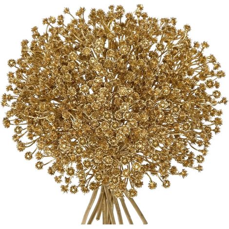 Lot de 10 fleurs artificielles Gypsophile dorées, 25cm, aspect naturel (1/5)