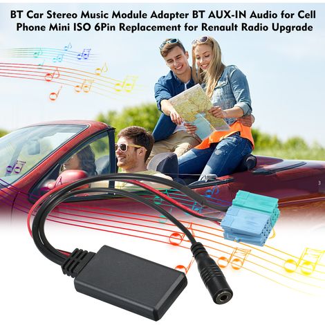 Adattatore modulo audio Bluetooth per autoradio, ingresso AUX-IN per cellulare, connettore mini ISO a 6 pin, per aggiornamento autoradio Renault. (1/5)