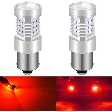 1156 BA15S 1141 P21W 7056 Ampoules LED Haute Puissance 2835 21 chipsets Super Lumineux avec projecteur de Rechange pour Feux arrière Feux de Clignotant, Rouge Brillant (Pack de 2)