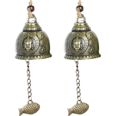 Cloche Feng Shui Vintage Dragon, Carillon Feng Shui pour la maison et le jardin, à suspendre, porte-bonheur, bénédiction, 2 pièces, Style 1 (1/5)