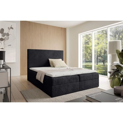 Boxspringbett Schlafzimmerbett ARNAU 160x200cm Stoff Tilia Schwarz