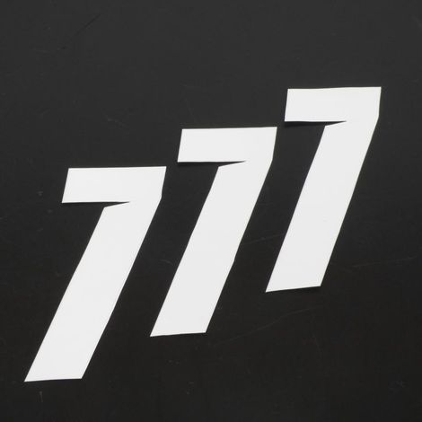 3 Sticker Aufkleber Rennnummer sieben 7 weiß blackbird 100x50 für