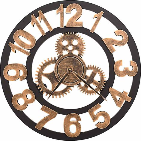 vidaXL Reloj de pared de metal dorado y negro 58 cm (1/2)