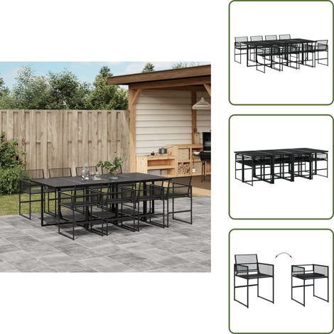 Ratán sintético - vidaXL Juego de comedor de jardín 9 piezas ratán sintético negro - Muebles de exterior