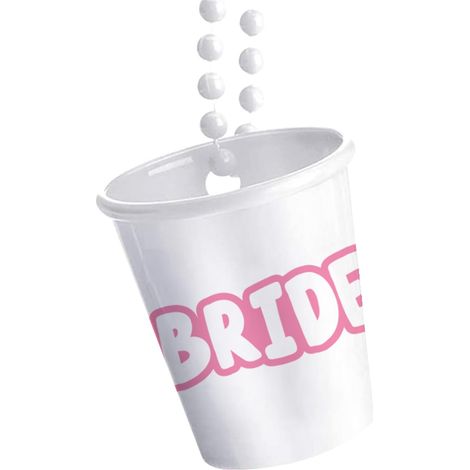 Équipe Mariée Verres à Shot Verre à shot sur chaîne - Bride - She Said Yaasss - Blanc Plastique Perlé Collier Verre Mariée pour Fête de Bachelorette Mariage (1/3)
