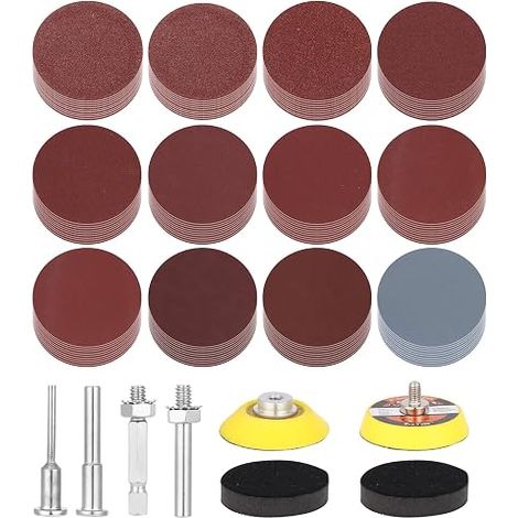 Disques de PonçAge 50mm Disques Abrasifs Grain 20 X 60 80 100 180 240 400 600 800 1000 1200 2000 3000, 2 Tampon de PonçAge et 2 Coussin éPonge avec 4 Tige pour Poncer, Polir, DéRouiller (1/5)