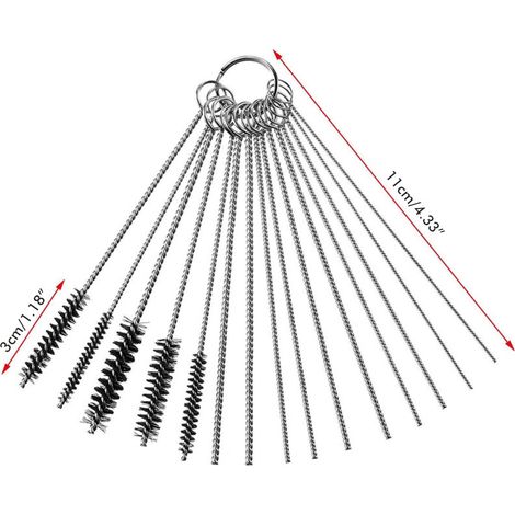Kit de nettoyage pour carburateurs (résidus de carbone et gicleurs) : aiguilles et brosses en acier inoxydable pour moto, cyclomoteur et poste à souder. (1/5)