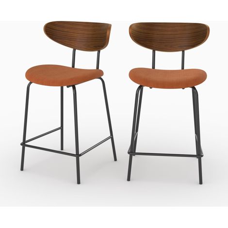 Lot de 2 chaises pour îlot central, velours côtelé terracotta 64.5 cm - Jade (1/5)