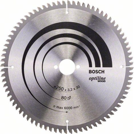 Bosch PRO Wood Kreissägeblatt, 250 x 3,2 x 30 mm, T80