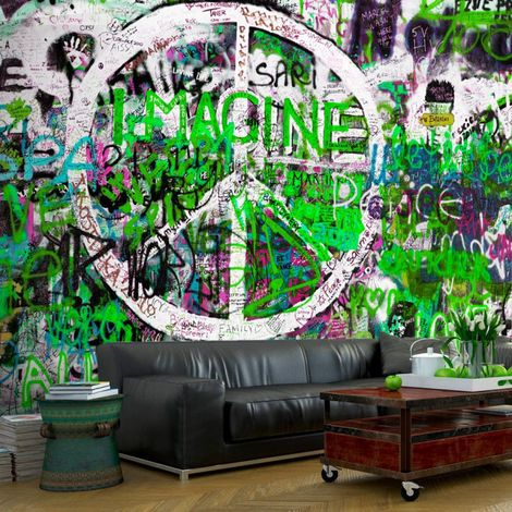 Papier Peint "Green Graffiti" 105 x 150 cm (1/2)