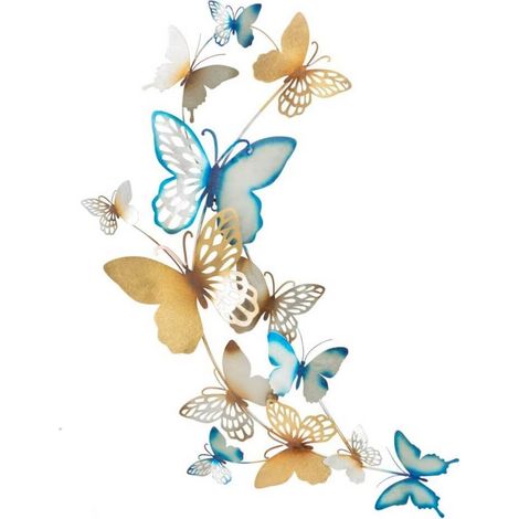 PANNELLO DA MURO BUTTERFLIES ORO/CELESTE C CM 59,5X4X111,5 (1/5)