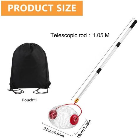 Raccoglitore di noci con asta telescopica e sacchetto di raccolta, ideale per frutta, noci pecan, prugne, palline da golf - ALTRO (1/4)
