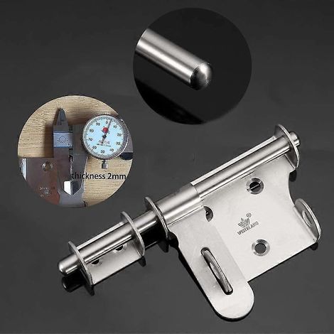 Loquet coulissant à une seule pièce, verrou de sécurité pour porte, loquet en acier inoxydable avec trou pour cadenas, pour portes coulissantes et portes en bois (1/5)