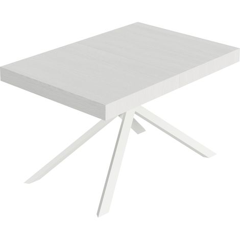 Tavolo Allungabile 140-244x90x74 cm Niket Bianco Frassino Gambe Bianche (1/4)