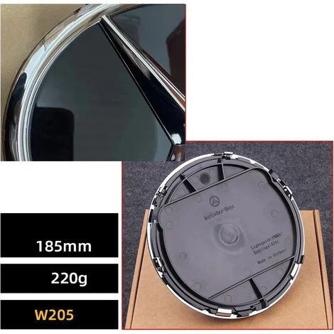 (W205) Convient aux modèles W205, W204, W253, W213, W206 et W166 GLE et GLC. Autocollants de voiture argentés ou noirs, effet miroir 3D convexe avant. (1/4)