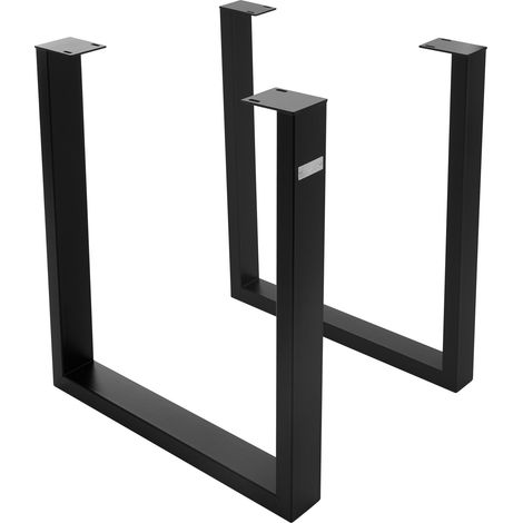 ML-Design Jeu 2x Pieds de Table en Forme de U 70x74 cm, Noir, Profil 8x4 cm, Métal, Design Industriel, Protection du Sol Réglable, Piètement de Table, Profilé Carré, Patins pour Projets de Bricolage (1/5)