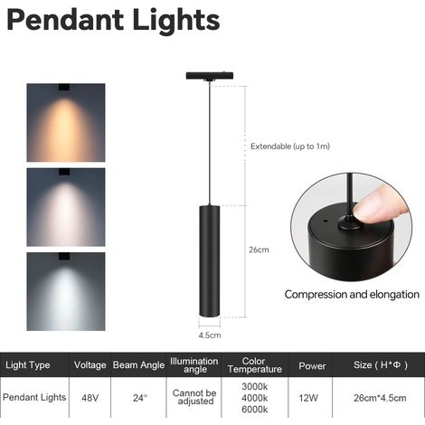 (Suspension 10 W) Spot LED sur rail magnétique à fixation murale, luminaire décoratif moderne pour salon.