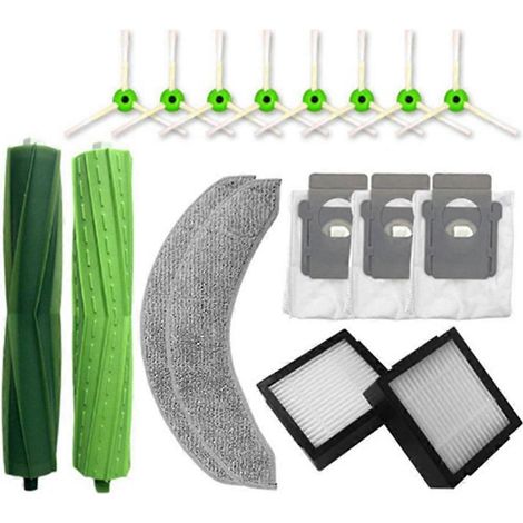Accessoires pour balayeuse COMBO J7+ : brosse principale, brosse latérale, filtre, chiffon et sac à poussière (1/5)