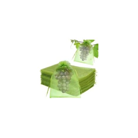Sachet Protection Raisin 20 x 30 cm, 50 Pièces Sac de Protection Fruits, Vert Sac Organza avec Cordon Sacs Filets Protection, pour Protéger Contre Guêpes Oiseaux et Autres Insectes
