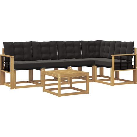 Outdoor Sofa Set 6 pcs White and Black vidaXL