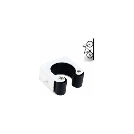 Support mural pour vélo, porte-vélos, support mural peu encombrant, système de rangement pour porte-vélos, intérieur et extérieur, pour vélos de course et VTT (VTT, Blanc 1pcs) (1/5)